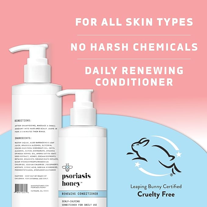 PSORIASIS HONEY Renewing Conditioner - Dry Scalp Treatment - Psoriasis Cream for Dry Hair - Coconut Oil Hair Moisturizer Helps Relieve Symptoms of Eczema, Dandruff, Dermatitis & More (8oz)