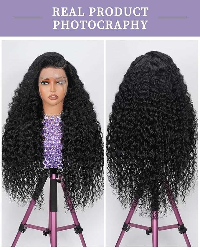 13x6 Deep Wave Lace Front Wigs Human Hair 180% Density curly human hair wig for Women 13x6 Wet and Wavy HD Transparent Lace Frontal Wigs Human Hair Pre Plucked with Natural Baby Hair 22inch