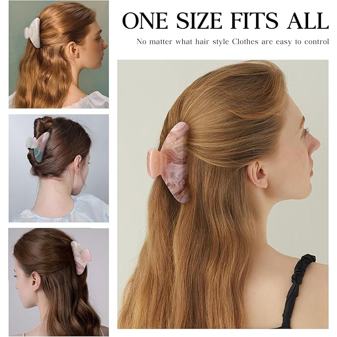 4 Pack Large Acrylic Hair Claw Clips for Women Girls, Cute Banana Barrettes Clips for Thick Thin Hair