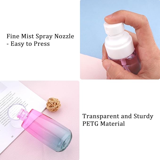 Cosywell Travel Spray Bottle TSA Approved 3.4oz 100ml 3 Pack Leak Proof Fine Mist Spray Bottles Empty Plastic Refillable Spray Bottle for Perfume Essential Oils Toners Rose Water Cosmetics (3color)