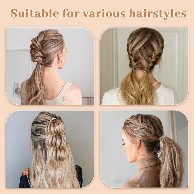 20 PCS Boho Hair Ties, Bracelets Hair Ties for Thick or Thin Hair, 5 Styles Boho Ties for Ponytail Holders, 2.36’’ Hair Ties No-Damage, Christmas Gifts, Neutral Color