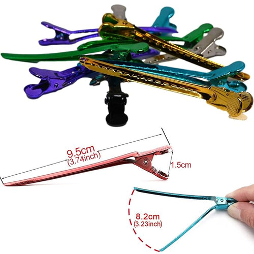 12 Pcs Metal Duckbill Hair Clips for Hair Sectioning Alligator Hair Clips for Styling Dividing Duck Bill Clips with Anti-Slip Holes Salon Barber Styling Tools