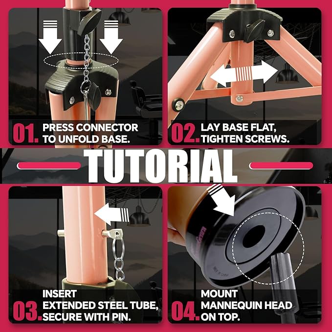 Smilco Mannequin Head Stand,Adjustable Wig Stand Tripod,Heavy Duty Wig Head Stand for Cosmetology Hairdressing Training