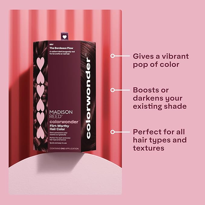 Madison Reed colorwonder Demi-Permanent Hair Color, Effortless At-Home Hair Dye, Ammonia-Free, Cruelty-Free, The Bordeaux Flow (5RV Dark Burgundy Red), Pack of 1