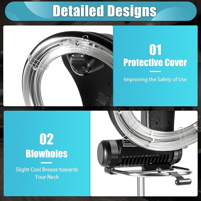 3 in 1 Vertical Orbital Infrared Hooded Dryer, Adjustable Multifunctional Rolling Hair Processor, Removable Hair Steamer Professional Styling Hair Dryer for Beauty Salon Home, 1000W