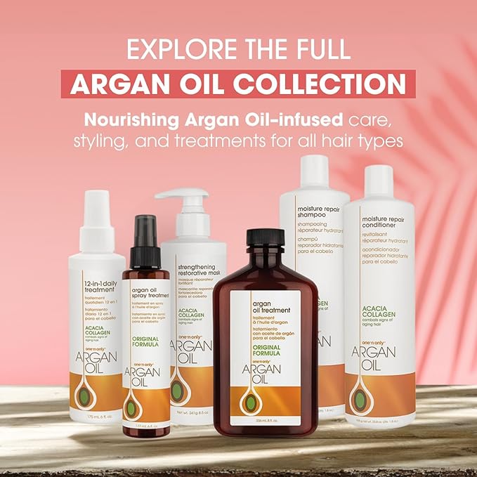 One 'N Only Argan Oil Hair Treatment - Lightweight & Hydrating Hair Oil for Natural, Wigs & Extensions - Shine Enhancing, Heat Protectant & Frizz Control (8 oz, 2pk)