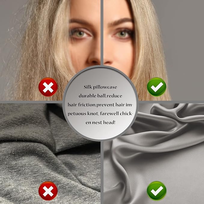 Silk Pillowcase for Hair and Skin,Soft,Breathable and Sliky 100% Queen Silk Pillow Case Set of 2,Both Sides Natural Mulberry Silk Pillowcases with Hidden Zipper(Queen Size 20"X 30",2pcs)