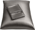 BLISSFORD Satin Pillowcase with Zipper, for Hair and Skin Care, Feels Soft and Cool Like a Silk Pillowcase, Satin Pillow Cases 2 Pack, Slik Pillow Cover, Dark Grey - Queen Size