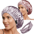 Hair Bonnets 3Pcs Satin Bonnet For Sleeping Silky Bonnets Womens Silk Bonnet Night Caps Curly Hair Sleep Cap For Women