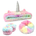 Face Wash Headband Set With Wrist Bands and Hair Scrunchie - Cute Rainbow Elastic Spa Hair Bands for Washing Face, Makeup, Skincare