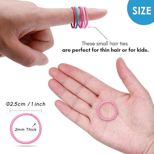 120 Pcs Small Hair Ties for Thin Hair & Kids - 1 Inch, 2mm No-Damage Elastic Bands in, Cherry