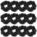 IVARYSS Scrunchies for Hair Sleep, Premium Satin Soft Than Silk for Women Curly Hair, Cute Bands Ties for Girls Thin | Thick Hair Styling, 12 Pack, Black