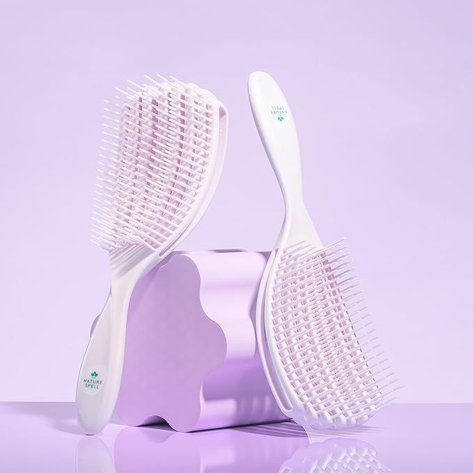 Nature Spell FlexiFlow Detangling Hair Brush, Flexible Strands for Gentle Brushing, Eliminates Knots & Reduces Breakage, Suitable for All Hair Types, Purple