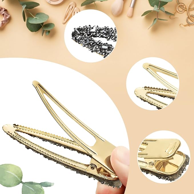 2PCS Rhinestone Hair Clips,Snap Hair Accessories,Decorative Hair Clips,Rhinestone Barrettes For Women Girls(SET10)