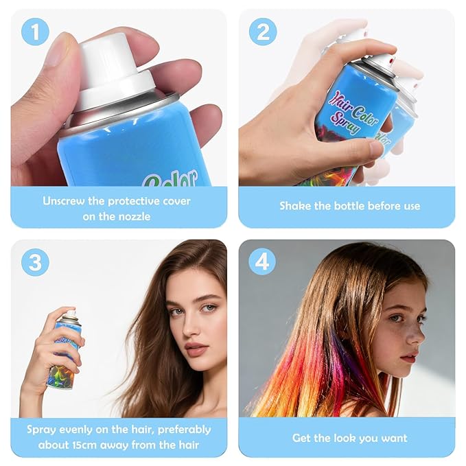 Green Hair Spray, Temporary Hair Color Spray for Women, Men, Kids, One-Time Use Washable Hair Dye, Natural Hair Color Wax for Christmas, Hallowen, Cosplay, Festival Party Costume Makeup, DIY (Green)