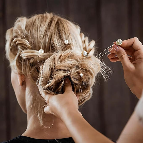 12 Pieces Bridal Pearl Hair Pins for Party, Handmade Pearl Hair Accessories, Wedding Hairstyles Accessories for Bridesmaid Girls Various Sizes (1set-12pcs)