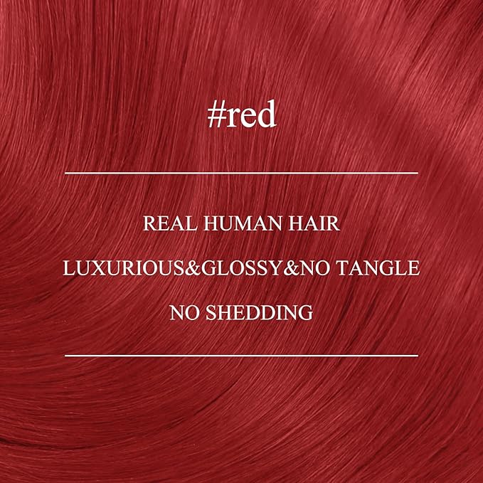 YoungSee Nano Hair Extensions Human Hair Red Long Hair Nano Ring Hair Extensions 24 Inch Nano-Beads Extension Human Hair Red Nanolink Hair-Extension Colored for Party 25g 25s
