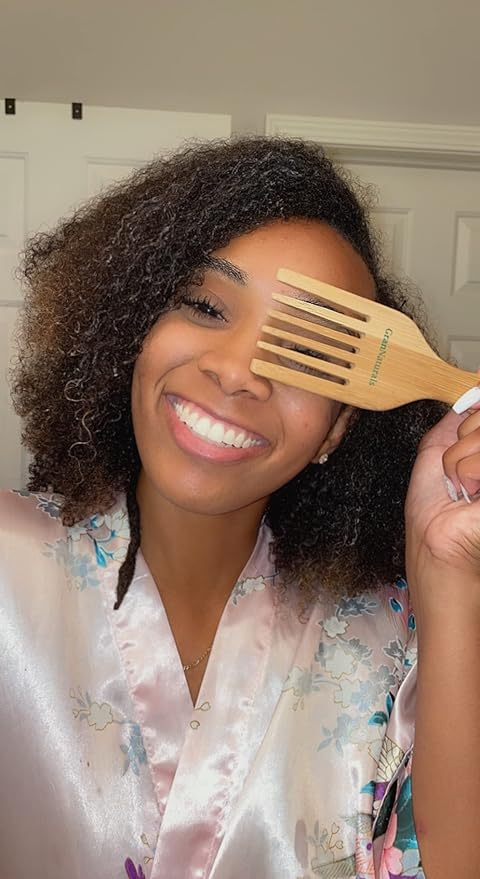 GranNaturals Wide Tooth Wooden Comb & Afro Pick - Natural Wood Volumizing & Styling Tool for Thick, Coarse, Curly Hair - Non-Static Comb for Afros & Beards - Detangling Accessories for Men & Women