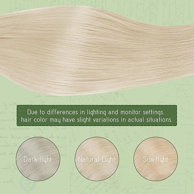 RUNATURE Clip in Hair Extensions Real Human Hair, Real Hair Extensions Clip in Human Hair for Women, Blonde Remy Natural Hair, 22 Inch 120g 7pcs, #800 Platinum Blonde