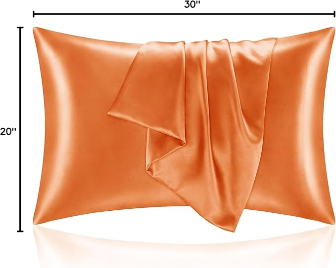 BEDELITE Satin Pillowcase for Hair and Skin, Super Soft and Cooling Similar to Silk Pillow Cases 2 Pack with Envelope Closure, Gift for Women Men(20"x30" Queen Size, Burnt Orange)