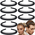 LAPOHI 8 PCS Non Slip Fashion Effortless Plastic Headbands with Teeth Comb Skinny Hair Accessories Bands for Women Men Teen Girls, Short Teeth Matte Black