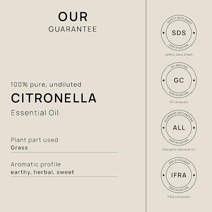 VINEVIDA Citronella Ceylon Essential Oil 32 oz - Undiluted Citronella Oil 32 oz - Citronella Candle Oil Scent - DIY Candle Scents for Candlemaking - Bulk Essential Oil for Soap Making Safe for Skin