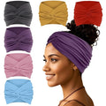 Wide Headbands For Women Extra Large Headband Twisted Knot Head Bands For Women's Hair Band Scarf Turban Accessories 6 Pack
