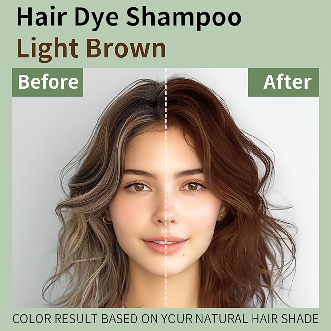 Light Brown Hair Dye Shampoo 3 in 1 for Color Transform, Instant Hair Color Shampoo With Herbal Ingredients-Gentle & Long-lasting, Seimi Permanent Dye Color Gift for Men Women, 16.9 Floz