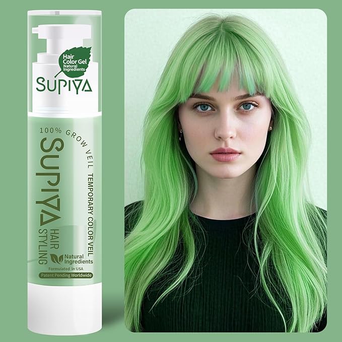 Temporary Hair Styling Color Serum, Green Blue Purple Red Hair Dye Color Gel Washable Natural Instant Hair Color Wax for DIY Hairstyle for Kids Men Women(Green#18)