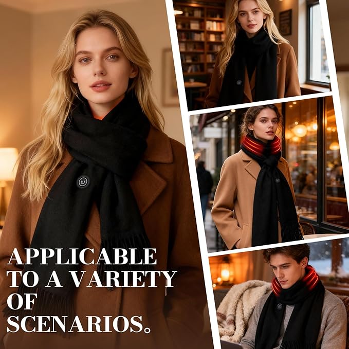 EN'DA professional Heated Scarf for Women and Men with Rechargeable Battery, Winter Electric Scarf for Cold Weather