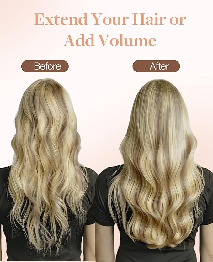 GOO GOO Invisi Edge Tape in Hair Extensions Human Hair, 18A/613A Dark Blonde Highlighted Bleach Blonde 20pcs 24inch 50g, Virgin Remy Hair, Seamless Injected Tape, Natural Look