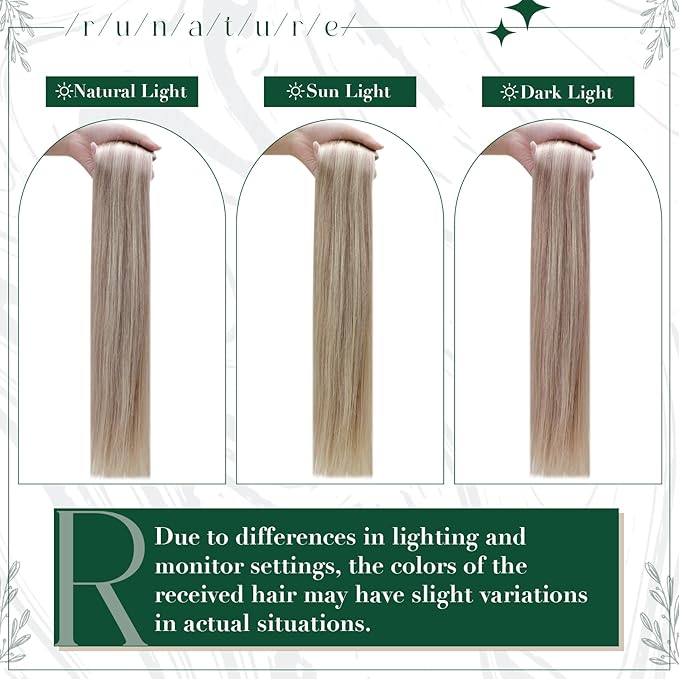 RUNATURE Real Human Hair Clip in Extensions, Short Clip in Hair Extensions, Clip on Hair Extensions for Women, Remy Natural Hair, Add Hair Volume, 10 Inch 50g 3pcs #19P60 Grey Blonde Highlights
