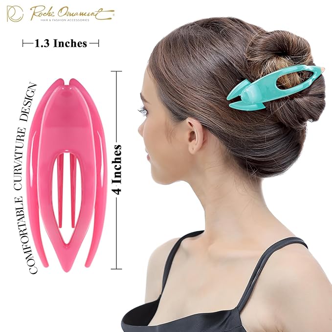 RC ROCHE 6 Pcs Flat Hair Clips Big Claw for Thick Hair French Duckbill Women No Slip Side Slide Curved Alligator Concord Strong Grip Hold Volume Lay Down Clamp, Medium Pastel Multicolor