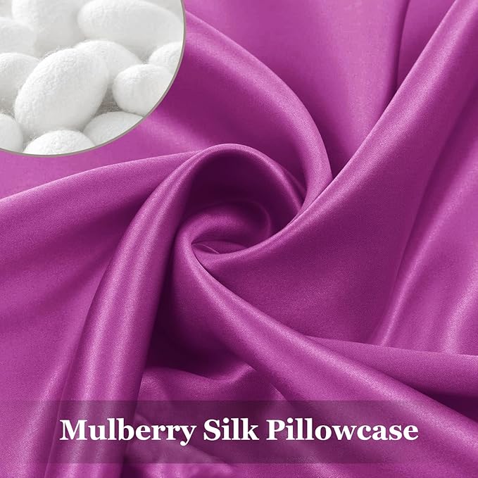 Adubor 100% Silk Pillowcase - Mulberry Silk Pillow Cases, 23 Momme 6A Grade Fibers, Silk Pillow Case for Hair and Skin Health, with Hidden Zipper (Standard 20''×26'', Dark Purple, 1PC)