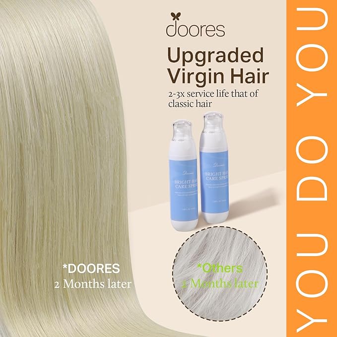 DOORES Human Hair Extensions Clip in Balayage Ash Blonde Highlighted Platinum Blonde 120g 7pcs 22 Inch Real Natural Thick Silky Hair