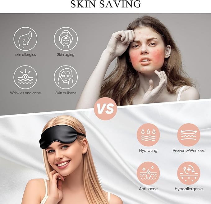 100% Mulberry Silk Pillowcase 22 Momme (SGS Certified) with Free Silk Eye Mask - Luxury Gift-Ready Folded Packaging, Cooling Pillow Cover for Hair & Skin Care (Ash Blue, Standard (1 Pack))
