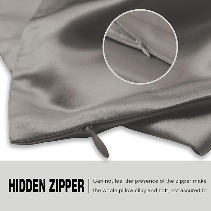 Silk Pillowcase for Hair and Skin,Soft,Breathable and Sliky 100% Queen Silk Pillow Case Set of 2,Both Sides Natural Mulberry Silk Pillowcases with Hidden Zipper(Queen Size 20"X 30",2pcs)
