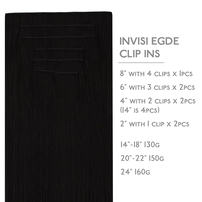 WENNALIFE Invisi Edge Clip in Hair Extensions Real Human Hair, 14 Inch 130g 9pcs Jet Black Seamless Clip in Extensions Remy Hair Clip Ins Invisible PU Skin Weft Straight Extensiones De Cabello Hmano