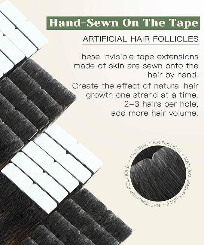 SURNEL Injection Tape in Hair Extensions 22 Inch Natural Black to Medium Brown and Caramel Blonde Seamless Invisible Tape in Extensions 20 Pcs 50g(#1B427,22)