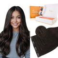 DOORES Clip in Hair Extensions Set 16 Inch 120g, 4pcs Invisi Edge Clip ins and 3pcs Classic Seamless Clip ins, Injected Virgin Real Human Hair Extensions Natural Invisible Straight, #2