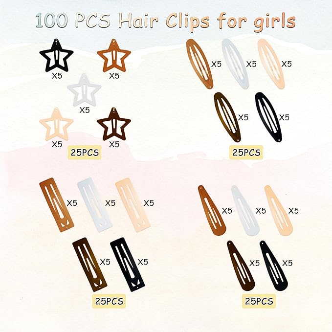100PCS Snap Hair Clips for Women, 2 Inch Non-Slip Metal Barrettes, Stylish Hair Accessories for Girls, Perfect for Daily Use and Styling