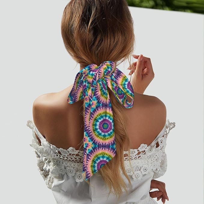 Headband Head Hairband for Women Girls Lady, Fashion Multi Style Neck Scarf Running Workout Sweat Band Headbands NecHairband Neck Sash Hair Decor, Colorful Tie Dye Art