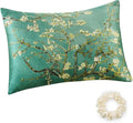 ALASKA BEAR Luxury Silk Pillowcase for Beauty Sleep, Genuine 22 Momme Mulberry Silk Pillow Case Slip for Room Decor, Cherry Blossom Floral Pattern Printed, Queen Size (1pc, Gift Box)