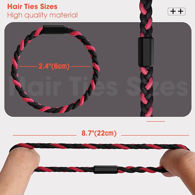 EasYoung 10pcs Braided Men's Hair Ties, For Buns, Curly Thick Dense Hair, No Crease Coils