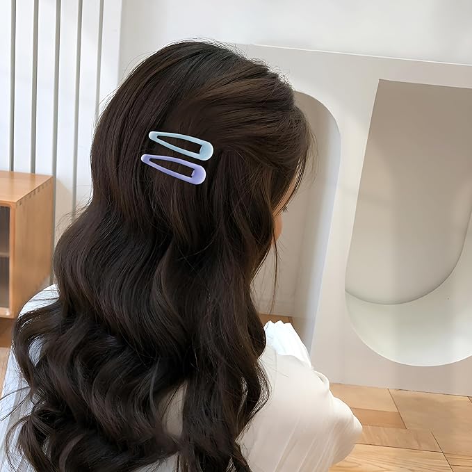 Small Hair Barrettes For Women No Slip Metal Snap Clips For Thin And Fine Hair,Matte Multi-colored,20 PCS,1.97 x 0.5 Inch.