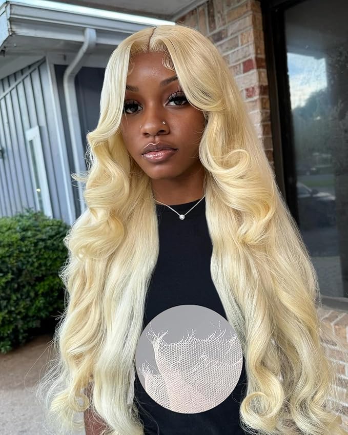 Alididi Skinlike Real Hd 613 13x6 Lace Front Wig Human Hair Pre Plucked Bleached Knots 200% Density 0.10mm Ultra-Thin Invisible Lace Blonde Wig Human Hair Body Wave For Women 26 Inch