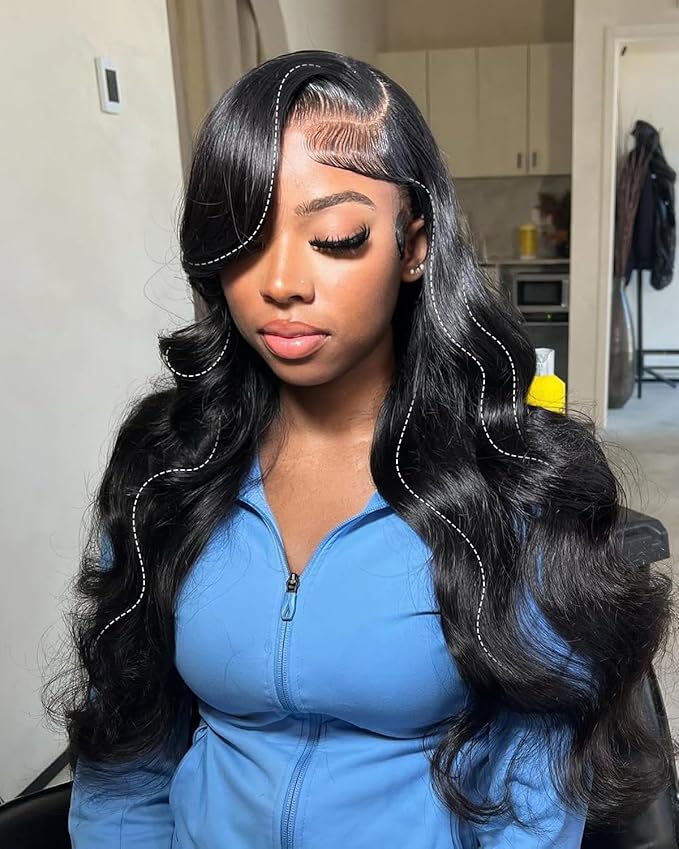 13x6 Body Wave Lace Front Wigs Human Hair Pre Plucked 180 Density HD Transparent Lace Frontal Wigs Human Hair for Women Glueless Wigs No Synthetic Blend Triple Lifespan 3X 28Inch