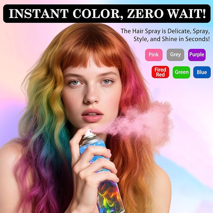 Blue Temporary Hair Color Spray for Kids Women, One-Day Temporary Hair Dye Spray Washable Hair Color Wax Non-Sticky For Cosplay Party DIY, Christmas, Halloween, Crazy Hair Day (Blue)