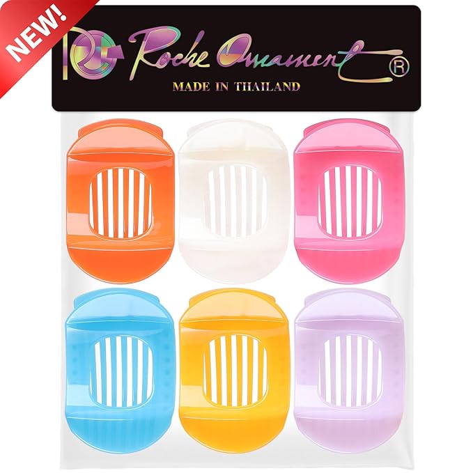 RC ROCHE 6 Pcs Flat Claw Hair Clips for Women Thick Hair French Round Duckbill Square Secure Strong Hold Grip Clamps Barrettes Curved No Slip No Crease Styling Cute Extra Jumbo XL, Large Jelly Candy