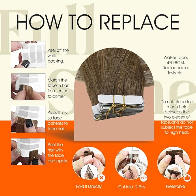Full Shine Ombre Tape in Hair Extensions Human Hair 12Inch Seamless Tape in Extensions 6/60/6 Brown Ombre to Blonde Highlighted Light Blonde Double Sided Hair Extensions Remy Hair 30G 20pcs Natural